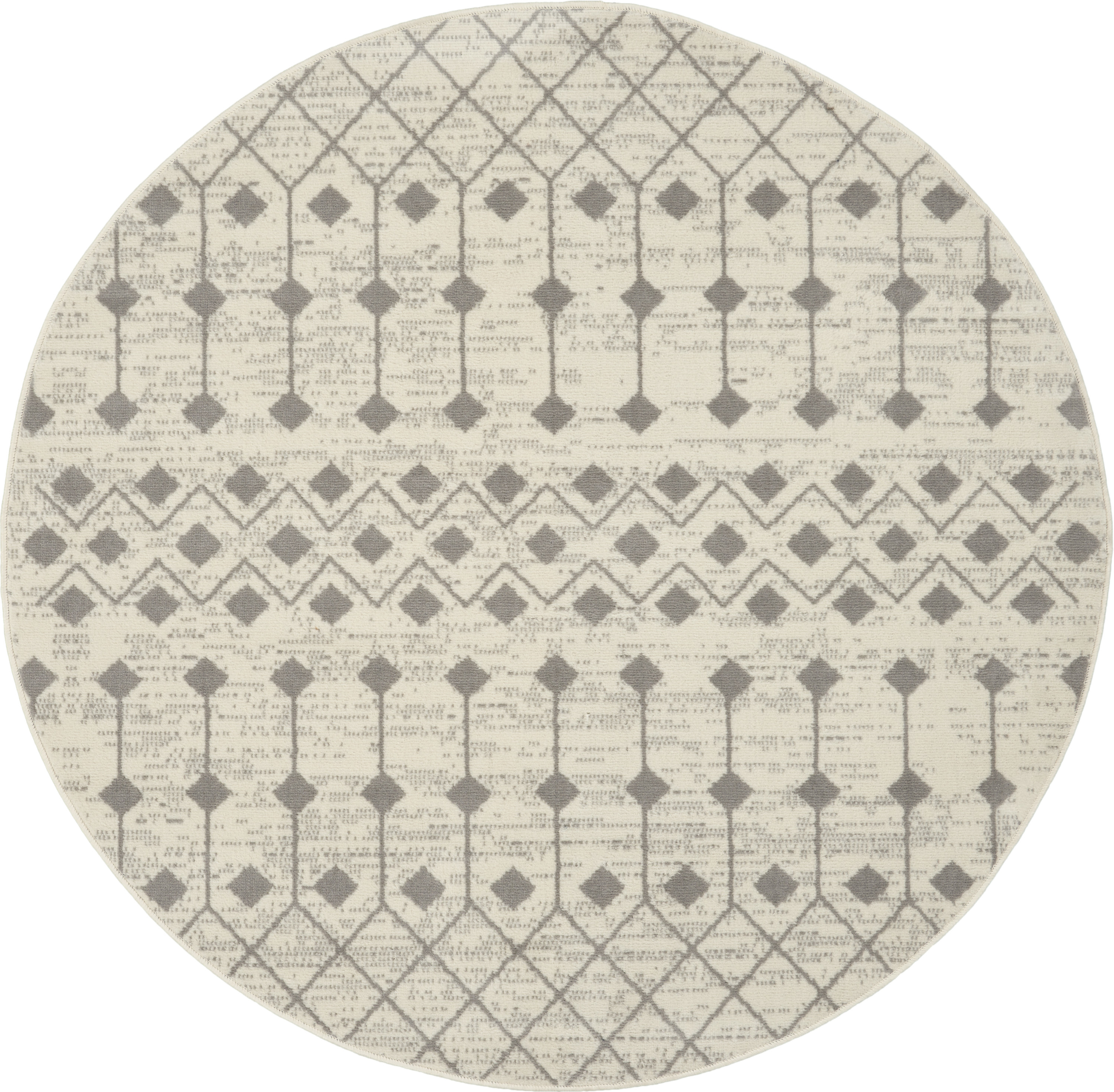 Nourison Grafix 5'3" x Round Ivory/Grey Bohemian Indoor Rug