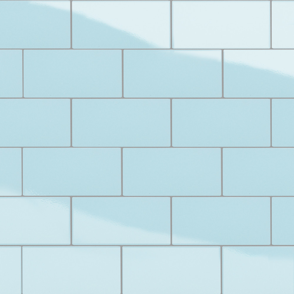 Piscina Brick Glossy Light Blue 4.75x9.63 Rectangle Porcelain Floor and Wall Digital Pattern