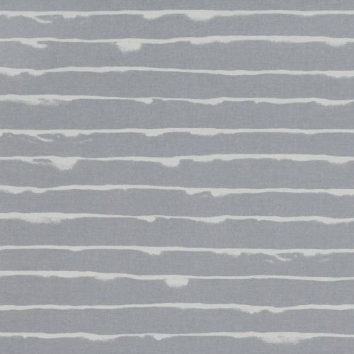 Wallpaper: irregular white horizontal bands run across a muted gray field, forming a repetitive, slightly textured pattern on a flat wall.
