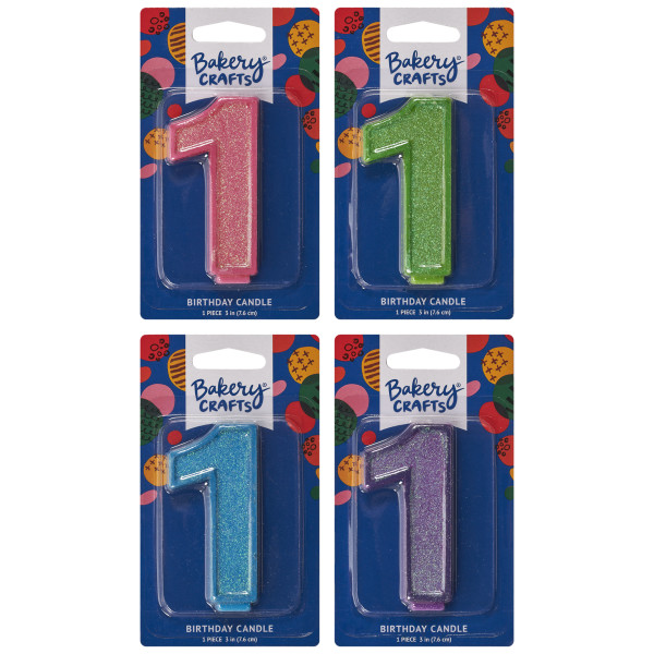 1 Glitter Numeral Candles