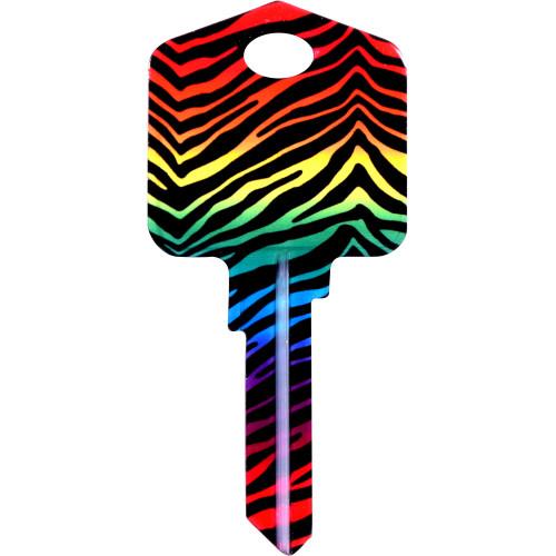 Kool Keys Rainbow Zebra Key Blank Kwikset 66/97 KW1/10