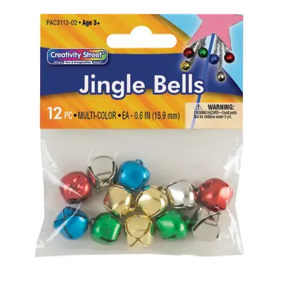 Creativity Street  Jingle Bells, Multi-Color,  5⁄8", 12 Pieces