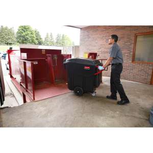 Rubbermaid Commercial, Executive Series Mega-BRUTE, 120 gal, Plastic, Black, Rectangle, Receptacle