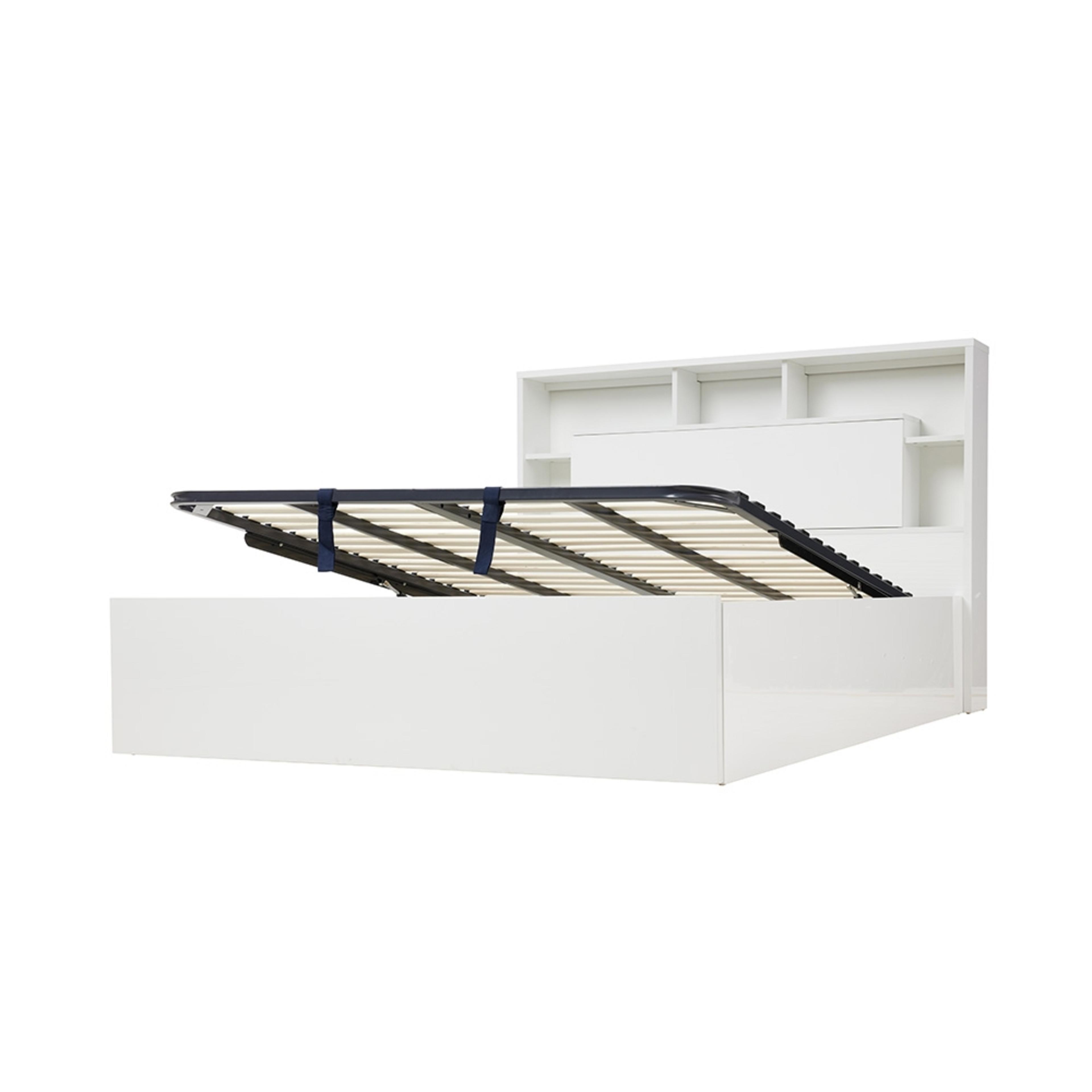 Product image of the  Argo Bed Frame, Gas Lift & End Drawer Base, Gloss White from Forty Winks