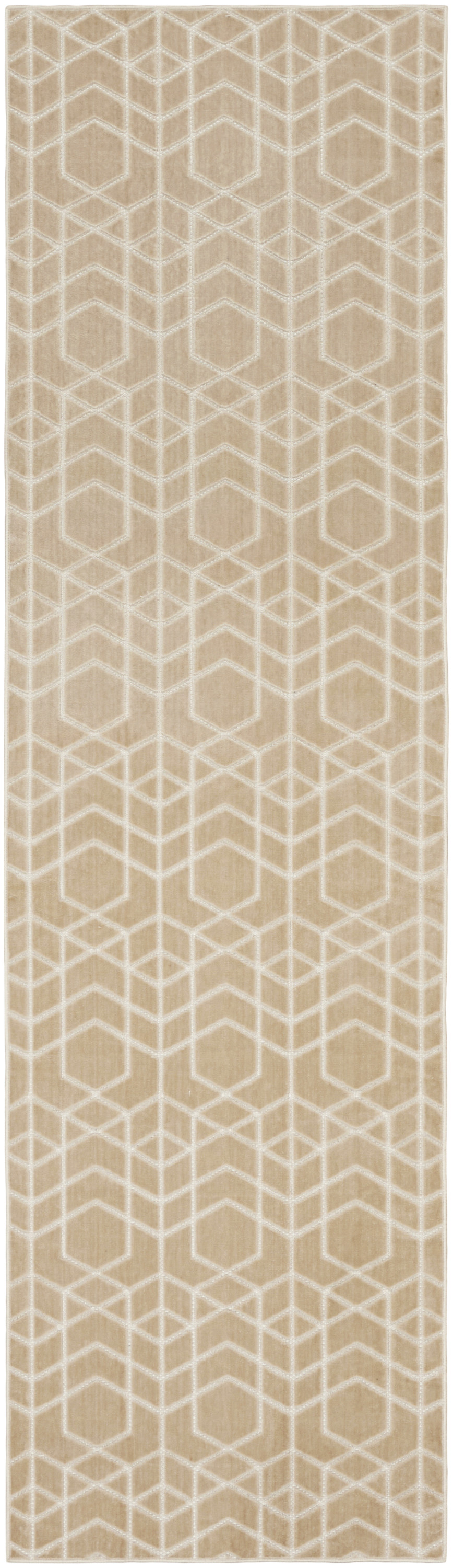 Nourison Washable Charm 2'2" x 8' Beige Ivory Modern Indoor Rug
