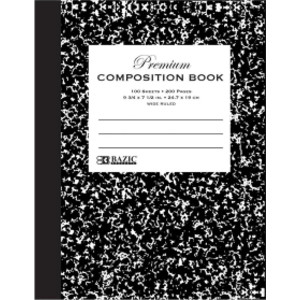 Premium Composition Book, Wide Ruled, Black Marble, 100 Sheets