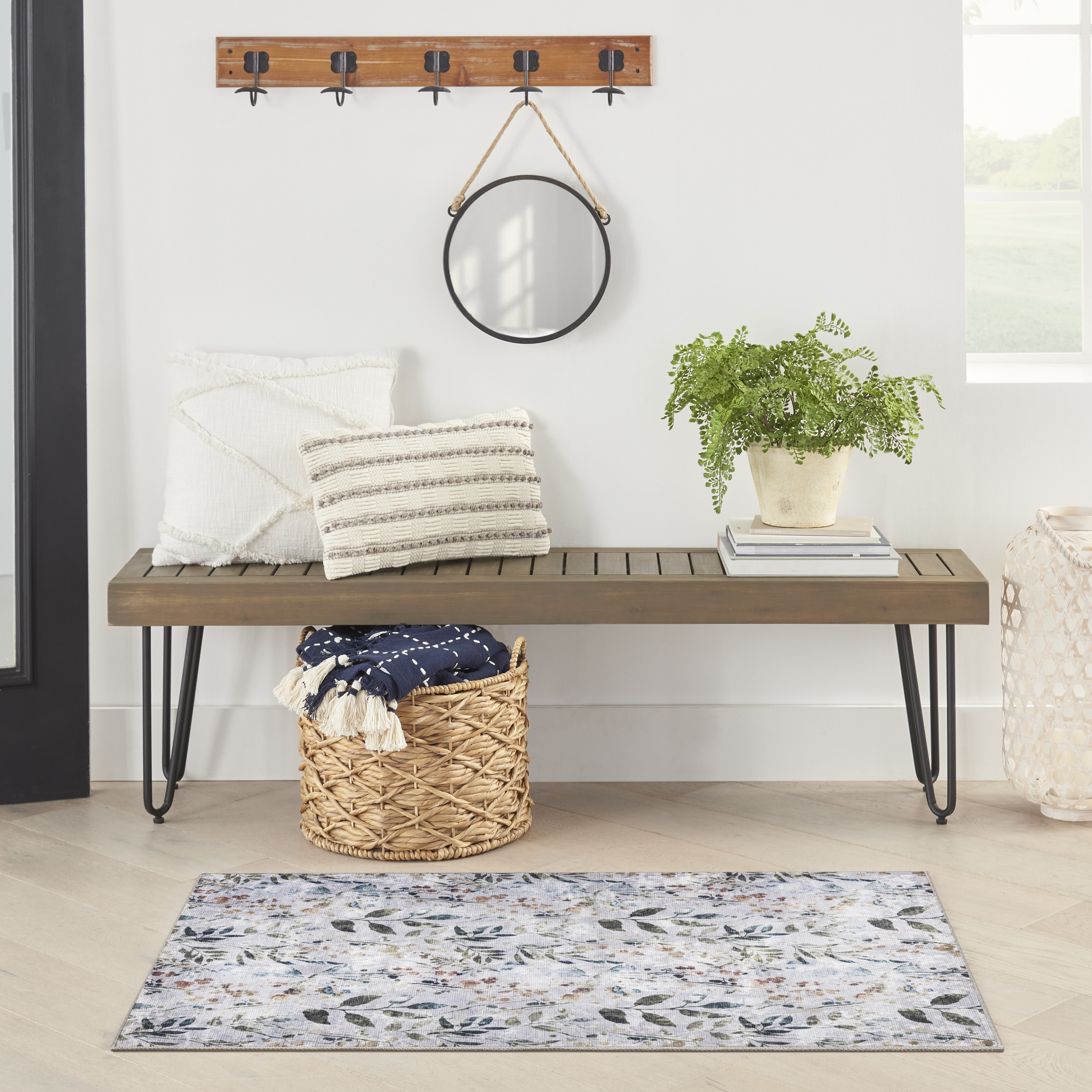 Nourison Nourison Washables 3' x 5' Grey Multicolor Contemporary Indoor Rug