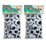 Charles Leonard Wiggle Eyes, Jumbo Round, Assorted Sizes, Black, 100 Per Pack, 2 Packs CHL64575-2