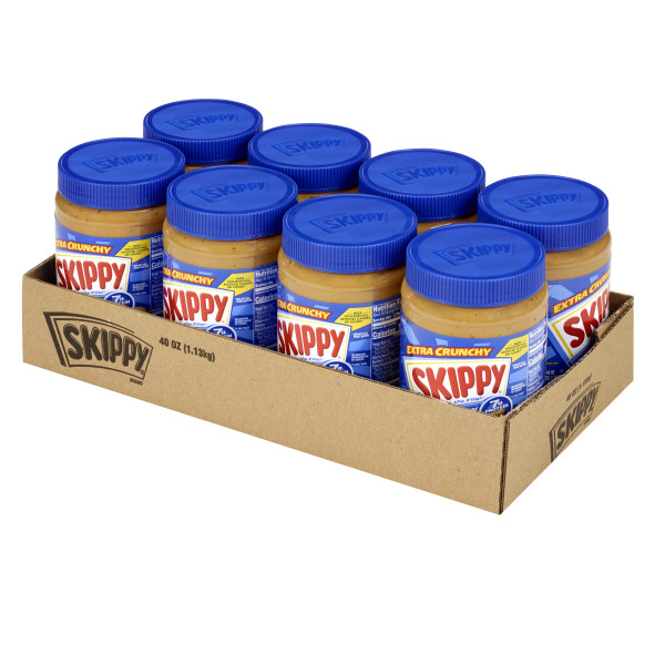 SKIPPY(r) Super Chunk Peanut Butter, 8/40 oz . C1RM - Front Right Open Case (Hi Res)