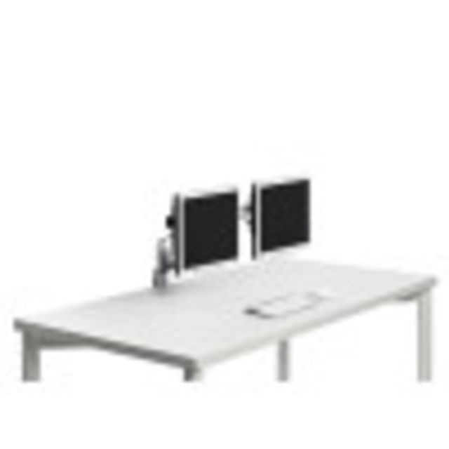 LiftTEC® I Dual lifts 2 monitors off the desk surface for comfortable side-by-side viewing