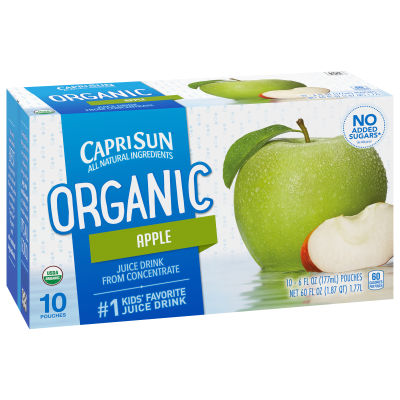 Capri Sun Organic Apple Juice Drink, 10 ct Box, 6 fl oz Pouches