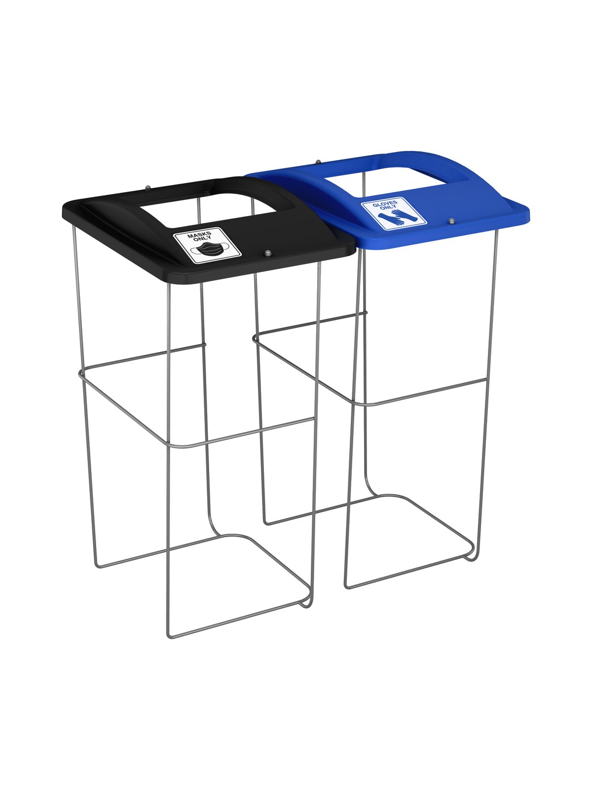 WIRE EVENT CONTAINER – Double – Kit – Masks Only-Gloves Only- – Full – Black-Blue