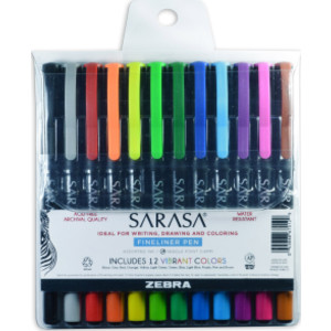 Sarasa&reg; Fineliner Pens, Assorted, 12-Pack