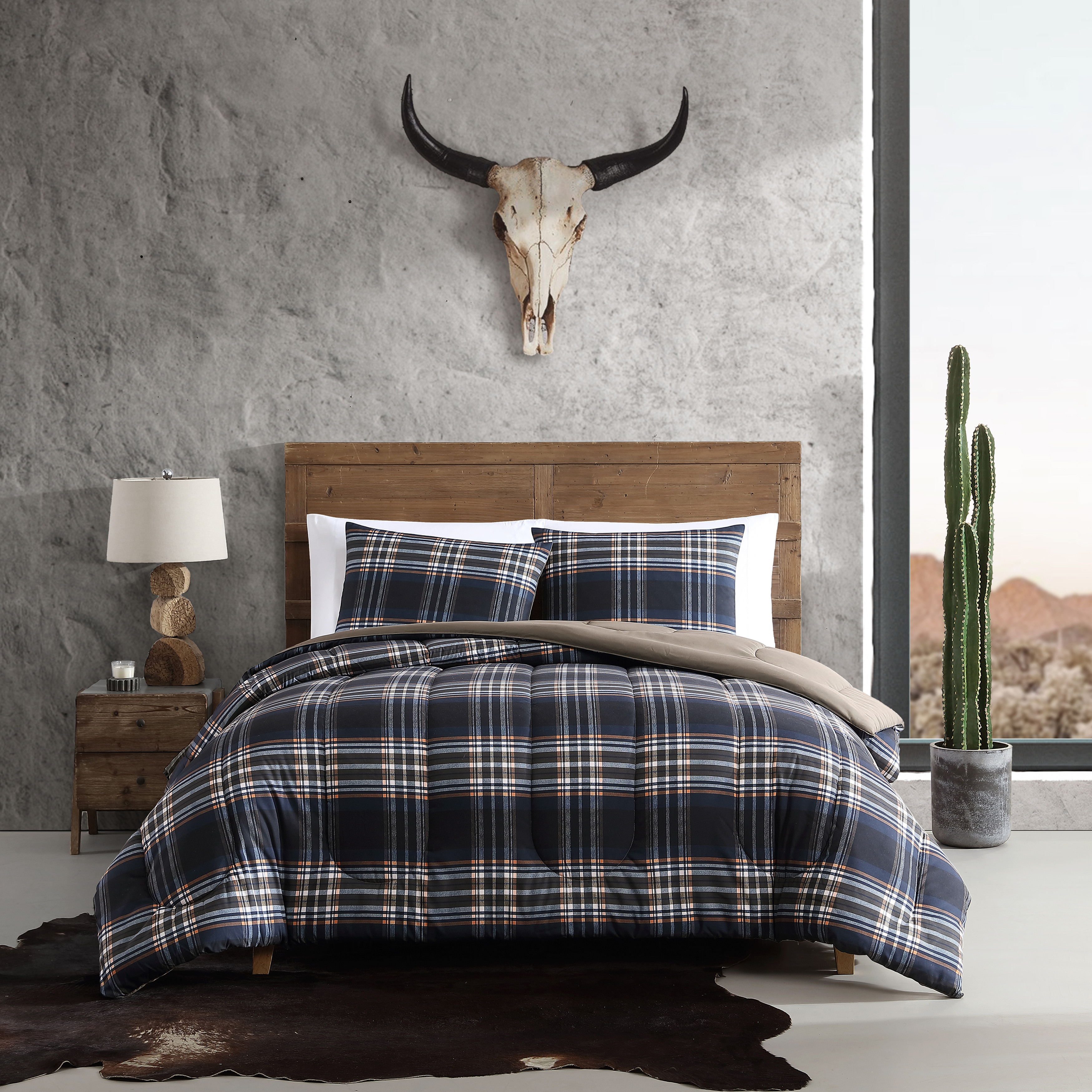 Wrangler Microfiber Comforter & Sham Sets (City Flats Plaid-Navy) - Picture 10 of 36