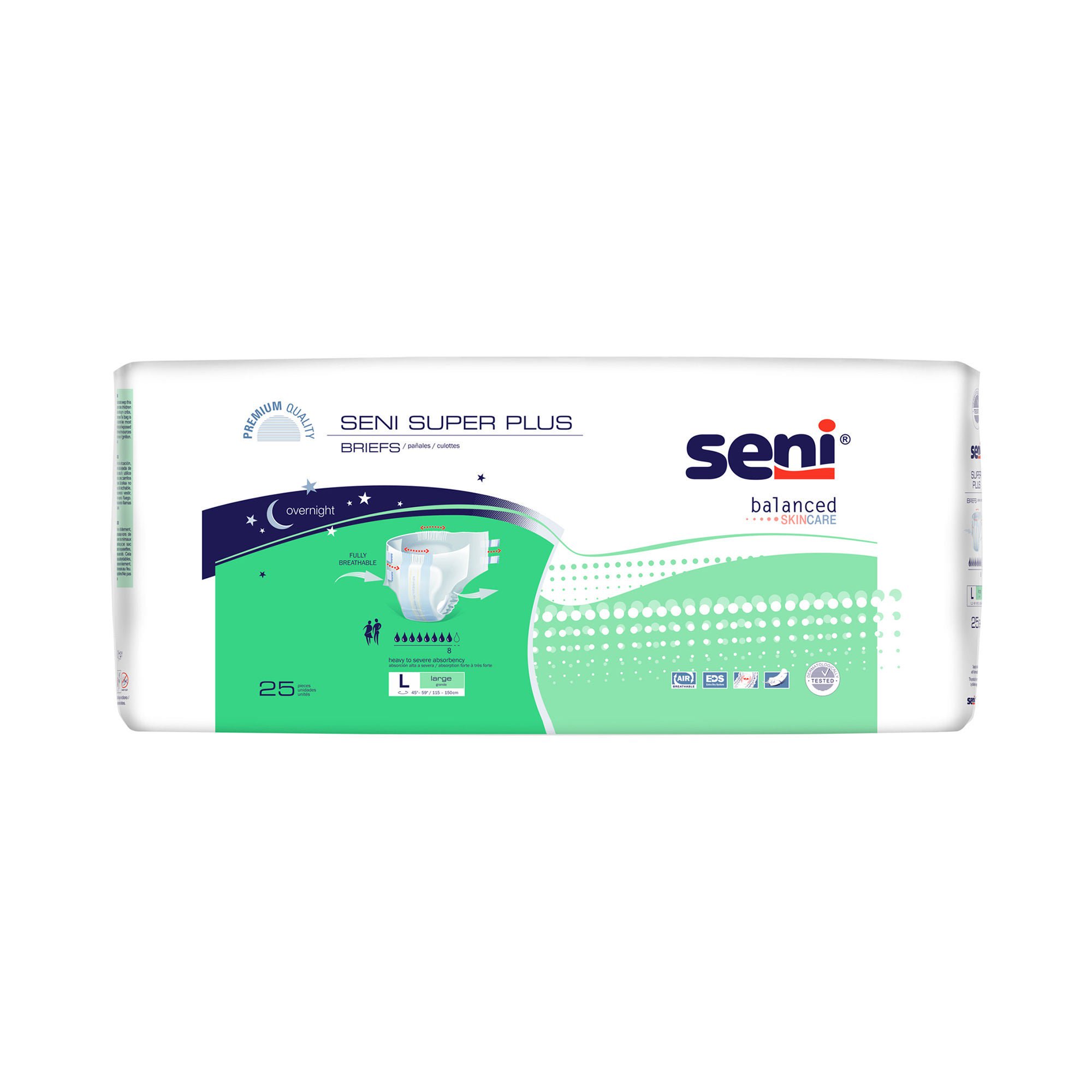 Seni® Super Plus Overnight Heavy to Severe Absorbency Incontinence Brief, Large
