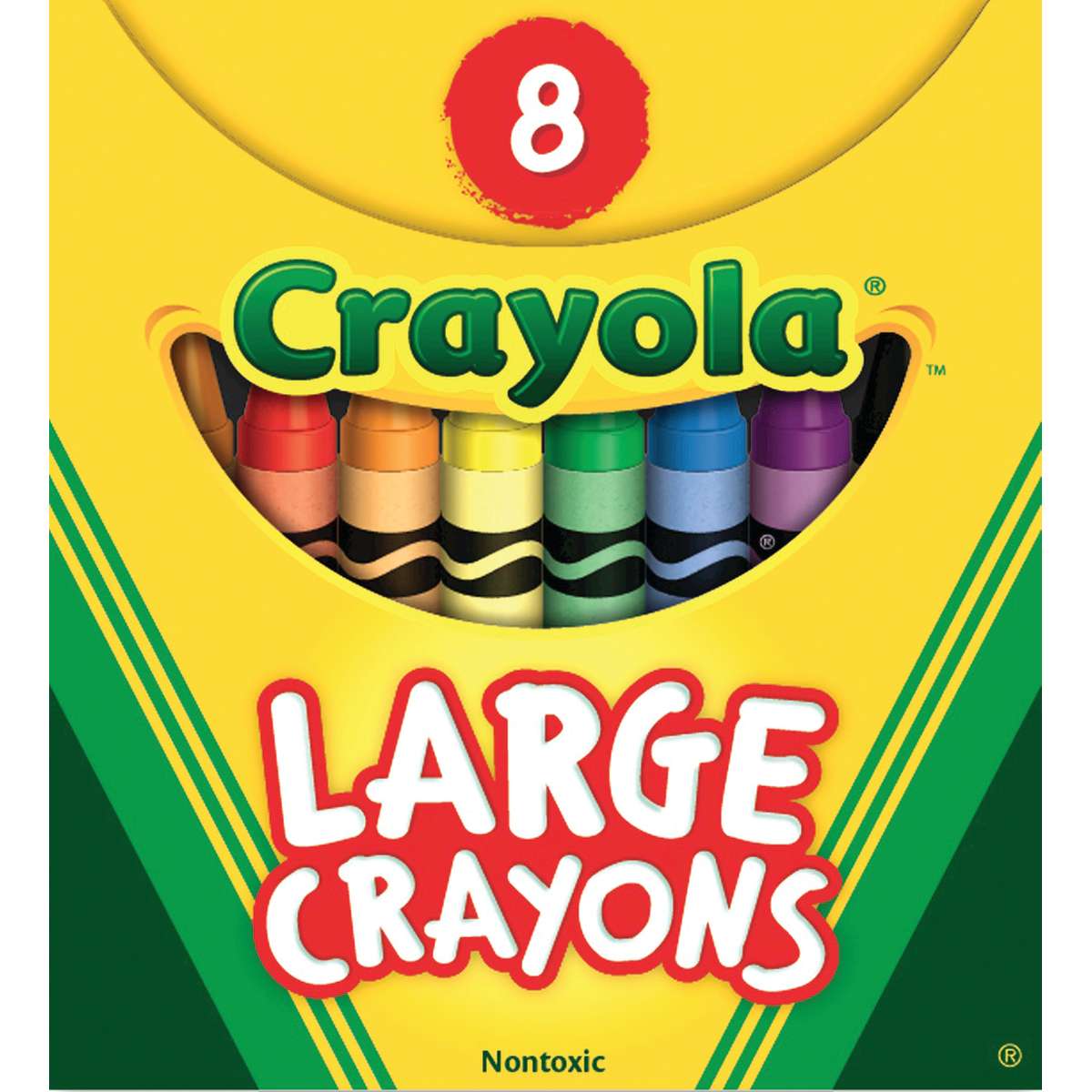 Crayola® Large-Size Crayons, 8 colors, Tuck Box BIN520080