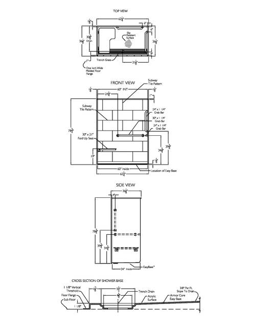 Technical Drawing — Cd Shower Tech Draw Asura Sst 6034 Tr 1 125 No Seat