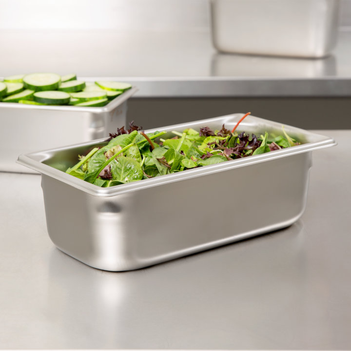 Third-size 4-inch-deep Super Pan V® stainless steel steam table pan