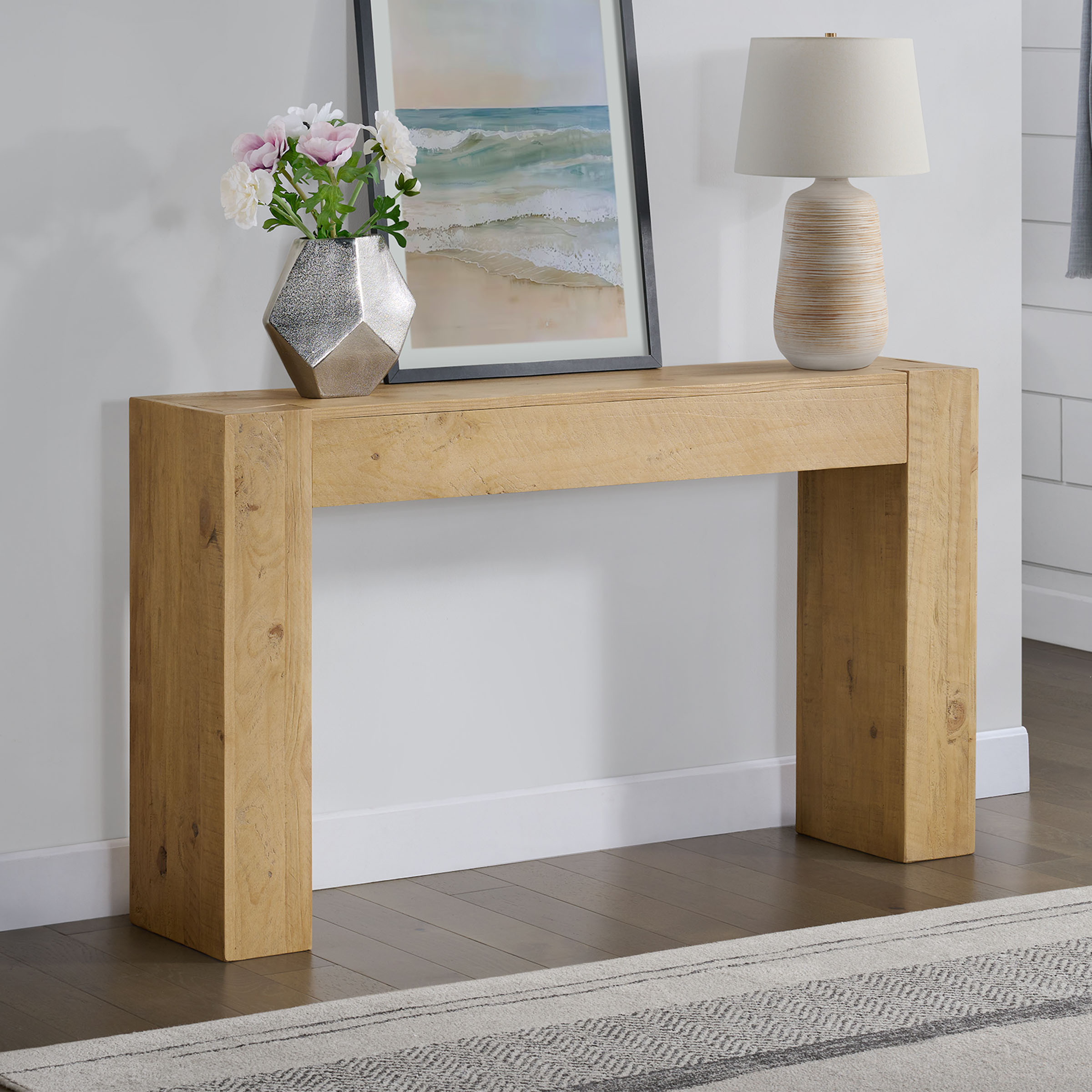 Stockyard Solid Wood Console Table 56 Inch Modern Farmhouse Entryway ...