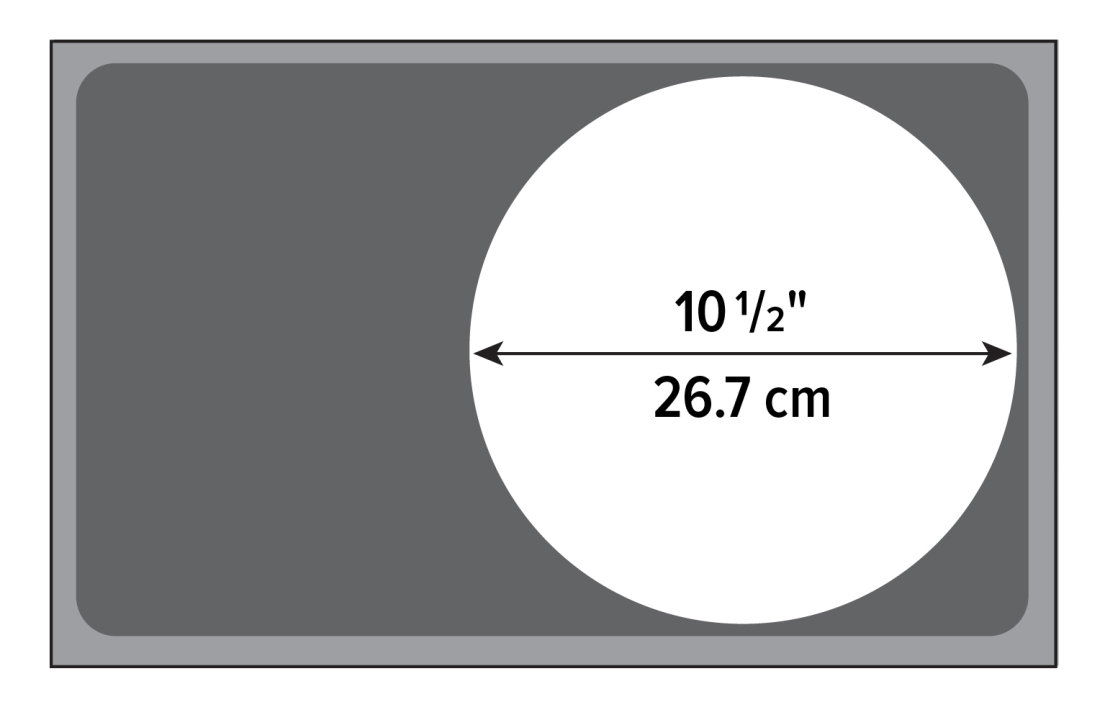 Stainless steel adaptor plate with one 10 ½-inch offset round cutout