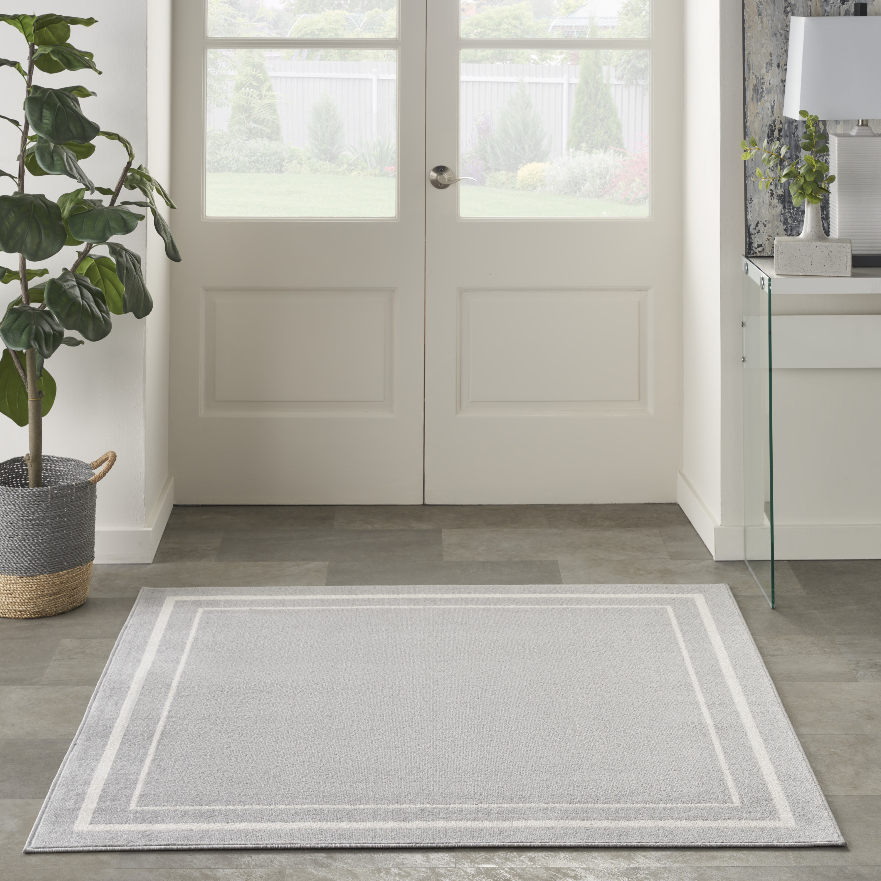 Nourison Nourison Essentials 5' x Square Grey Ivory Contemporary Rug