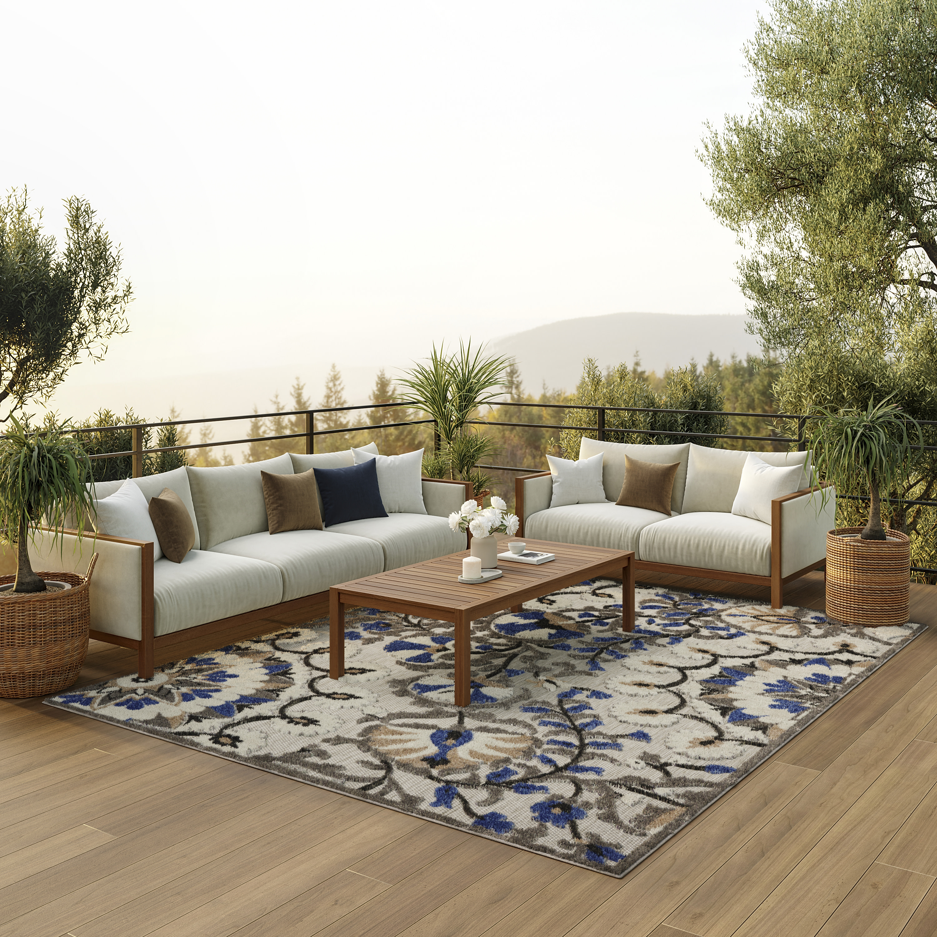 Nourison Aloha 7'10" x 10'6" Grey Multicolor Transitional Rug