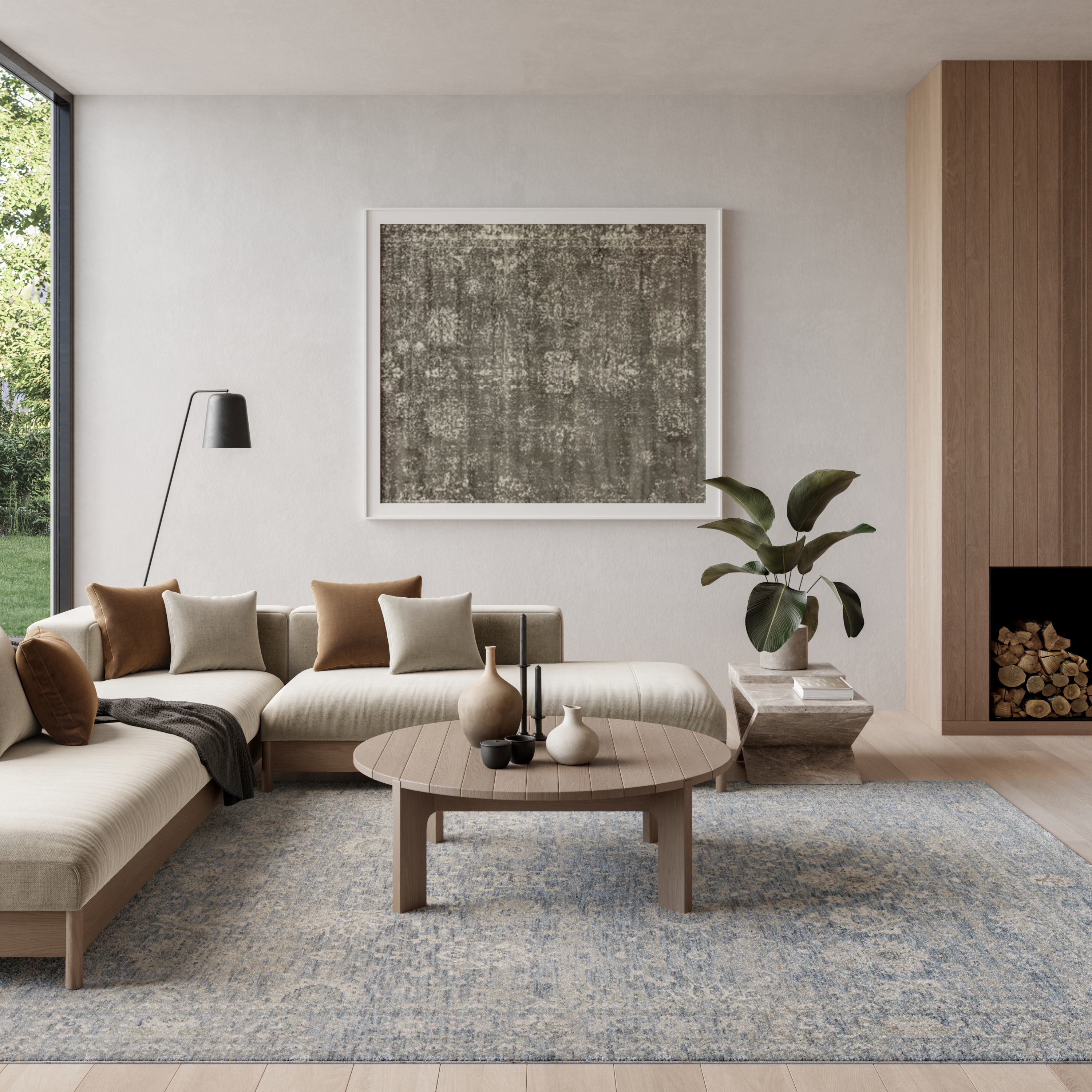 Nourison Soft Mist 9' x 12' Light Blue Vintage Indoor Rug