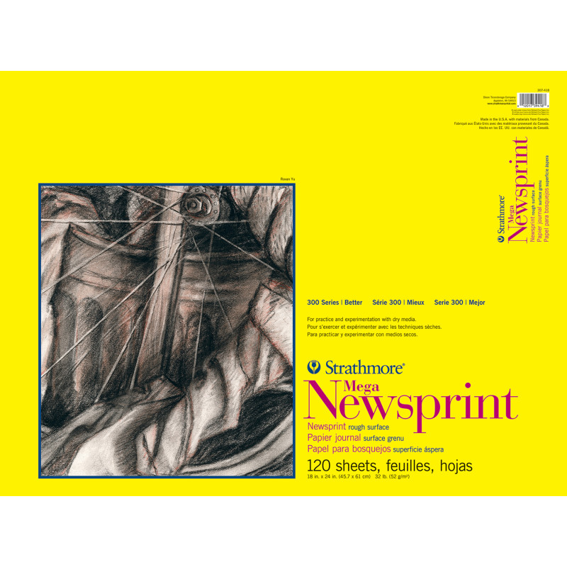 300 Series Newsprint Pad, Tape Binding, 120 Sheet, 18x24 inch, 1 Count