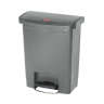 Rubbermaid Commercial, Streamline, Step-On, 8 gal, Resin, Gray, Rectangle, Receptacle