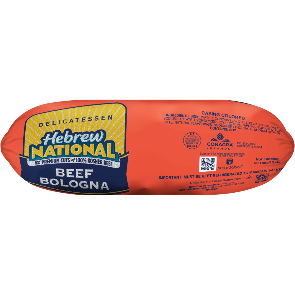 HEBREW NATIONAL Thick Halves Beef Bologna Lunch Meats Conagra Foodservice