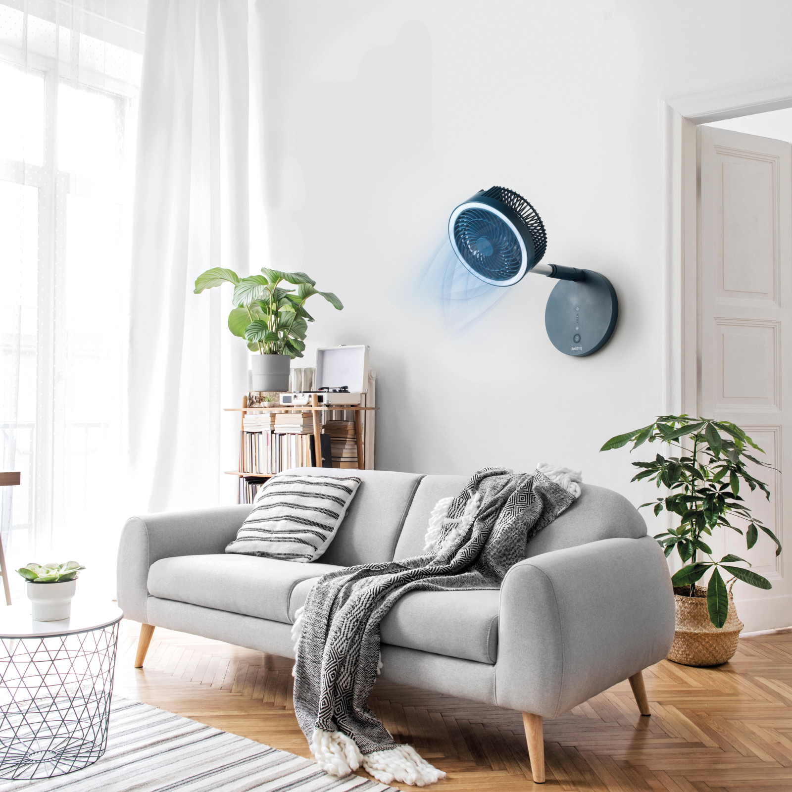 Beldray Folding Fan Telescopic Cordless Ring Light Recharges EH3413 Blue/Grey 9W - Picture 9 of 23