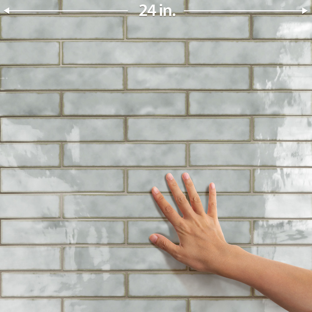 Hudson Studio Soho Brick Grey Eye 1-7/8 in. x 9-3/4 in. Ceramic Wall Tile
