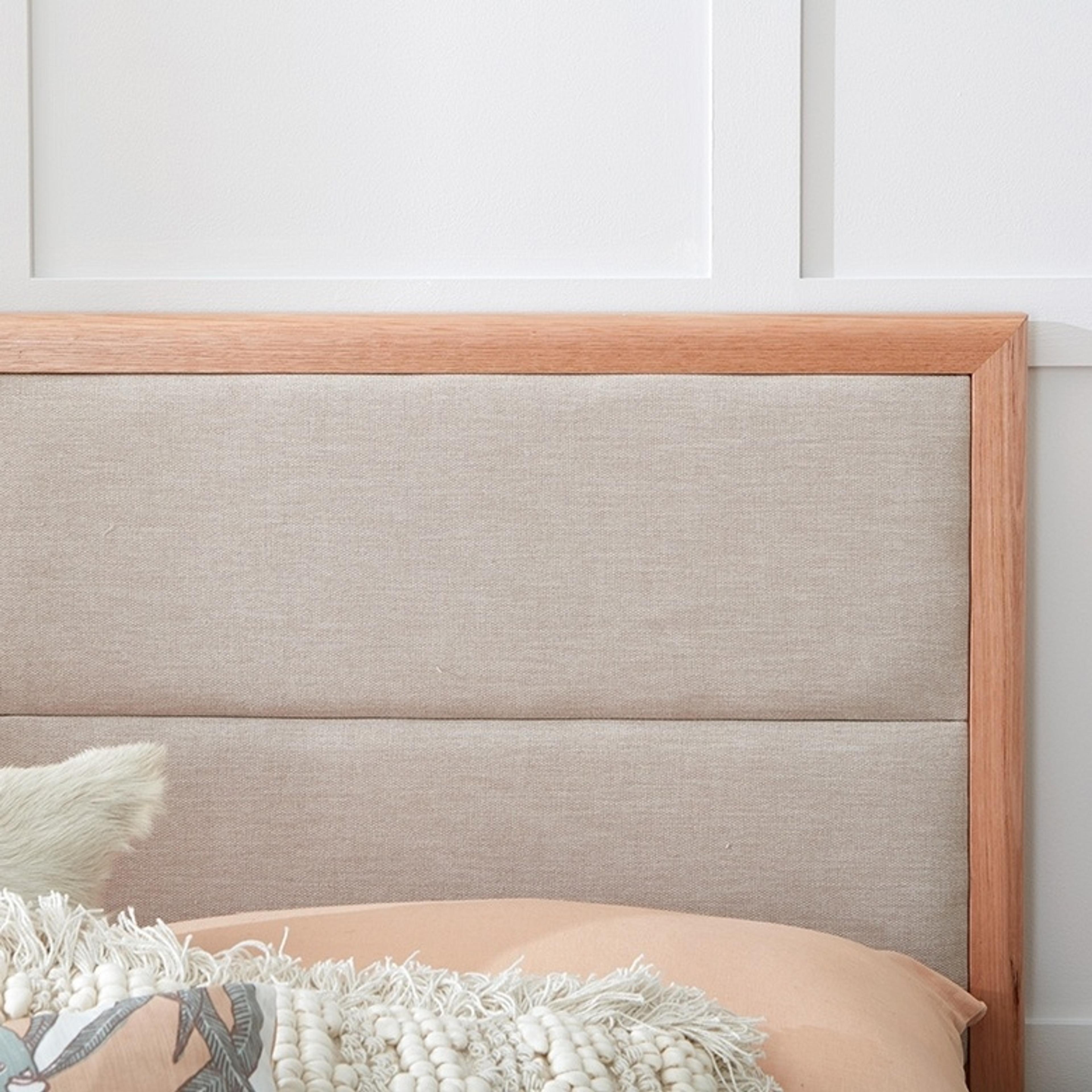 Detail image of the  Airlie Bed Frame, W/ Upholstered Headboard, Natural-Keylargo Almond from Forty Winks
