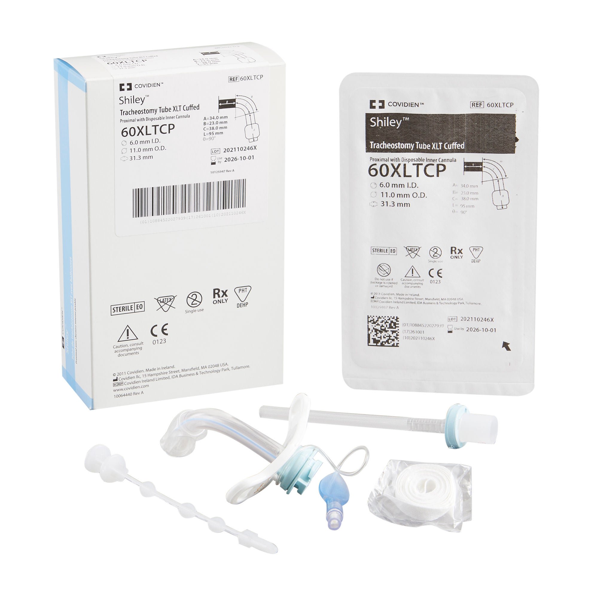 Shiley™ XLT Cuffed Extended Length Tracheostomy Tube, Size 6