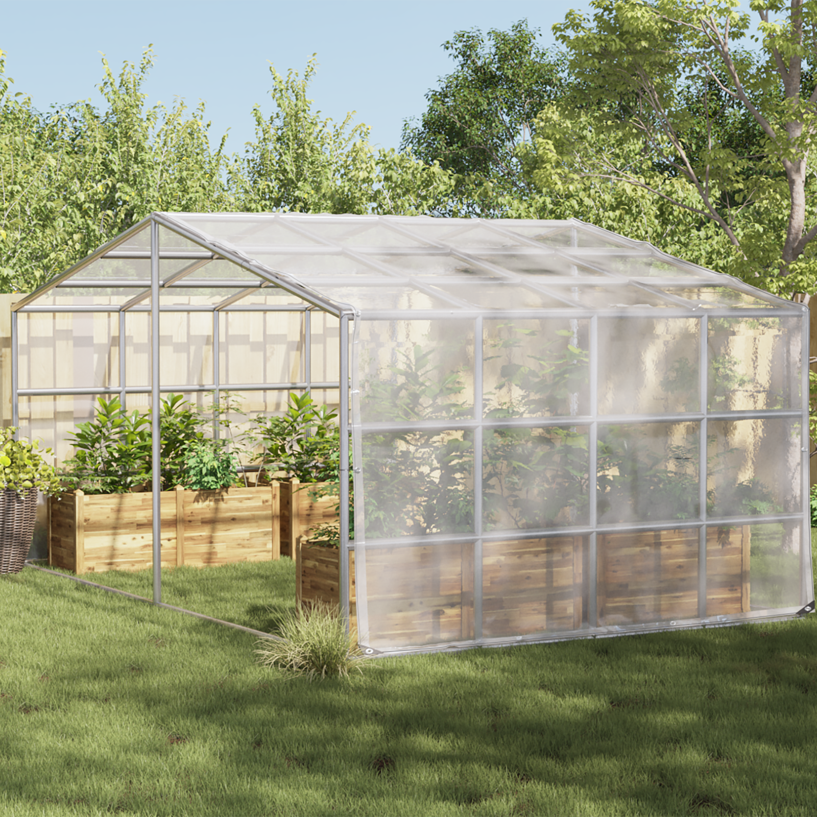 Afdekzeil met oogjes Doorzichtig 7 x 4 m Polyetheen image 2