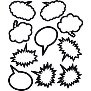 Superhero Black & White Speech/Thought Bubbles Accents, Pack of 30