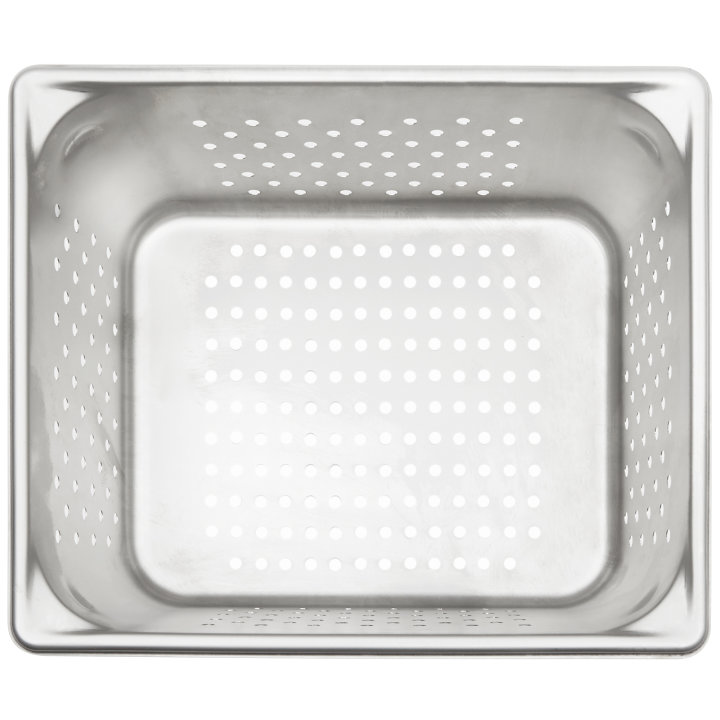 Half-size 6-inch-deep Super Pan V® perforated stainless steel steam table pan