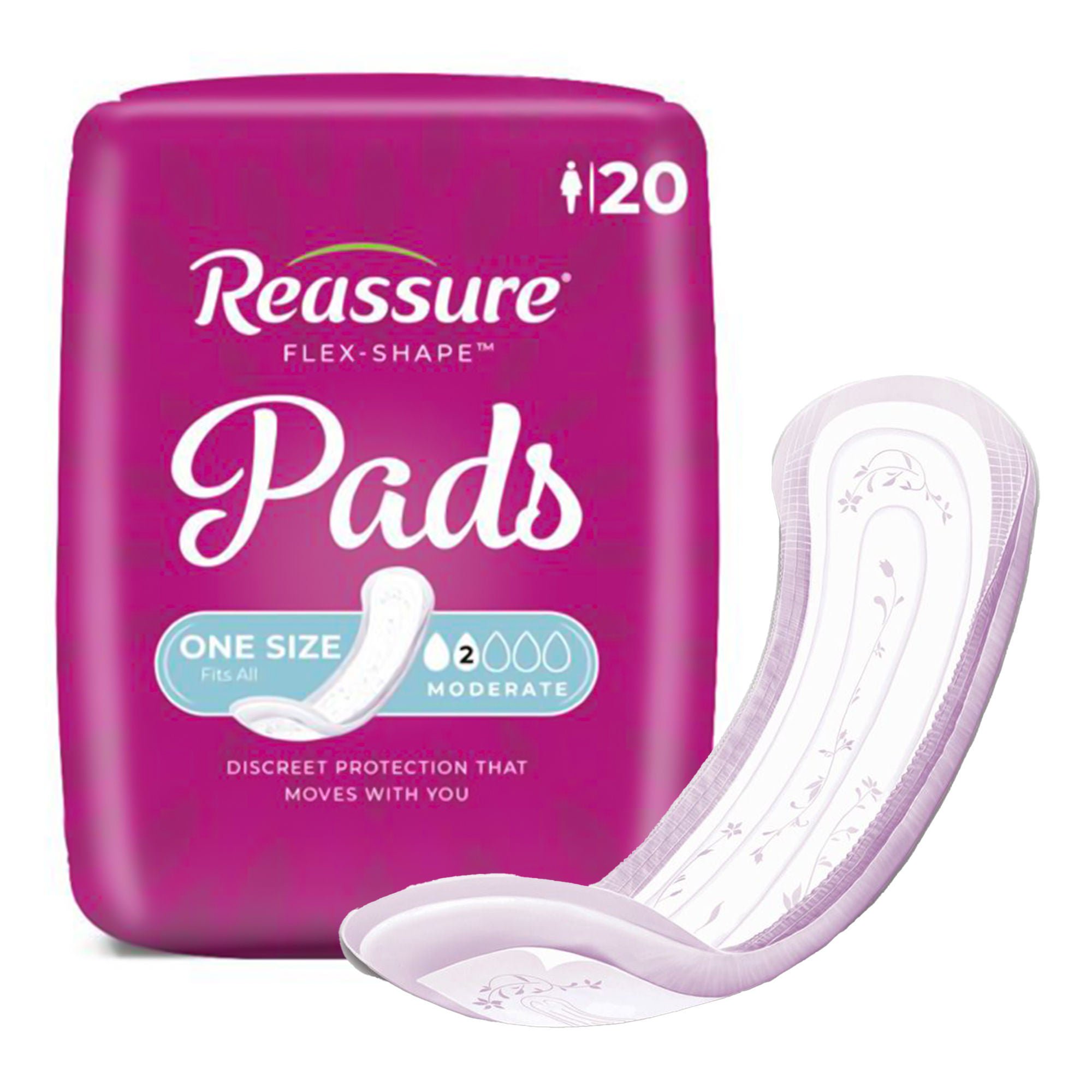 Reassure® Flex-Shape Pad™ for Moderate Incontinence, One Size Fits Most