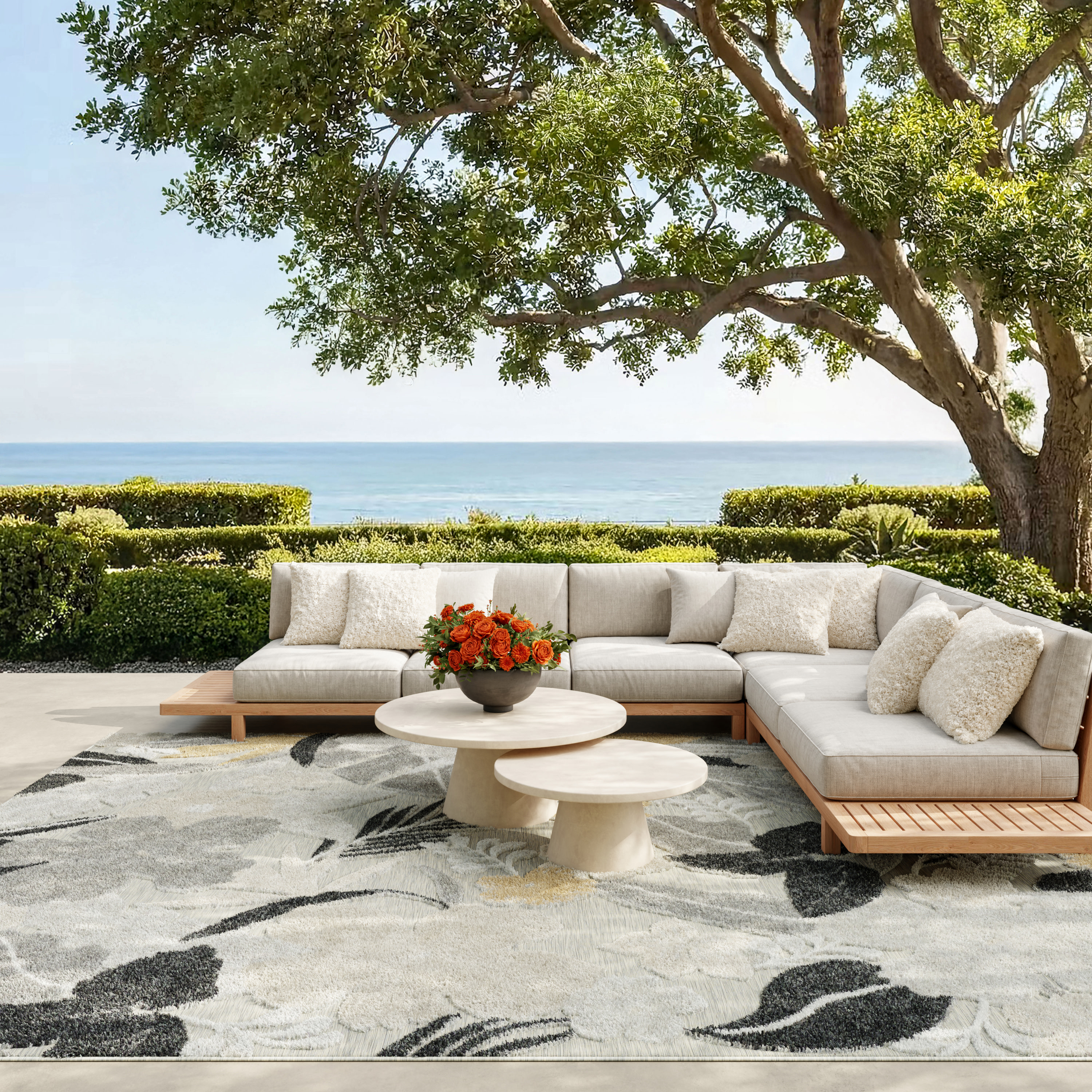 Nourison Suncoast 9' x 12' Grey Tropical Rug