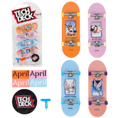 Tech Deck, Ultra DLX Fingerboard 4-Pack, April Skateboards, Collectible and Customizable Mini Skateboards, Kids Toys for Ages 6 and up