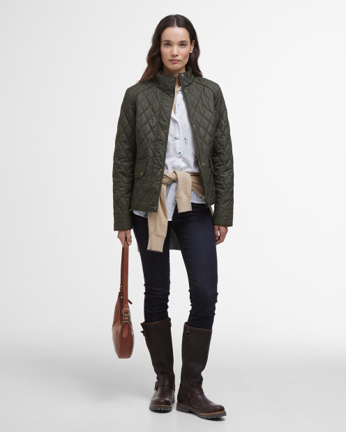 Crawford Cavalry Quilted Jacket Olive/Ancient Tartan