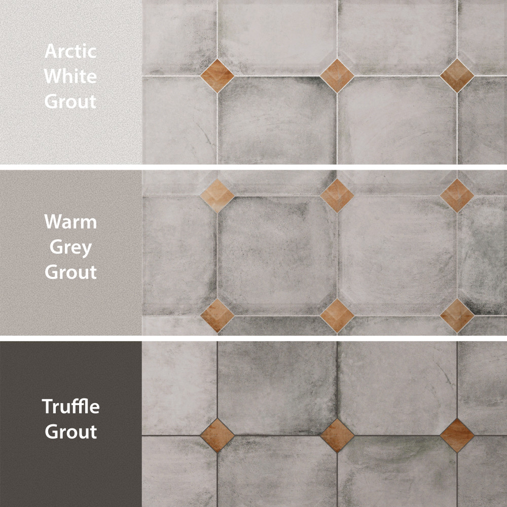 Laverton Octagon Gris with Taco Natural 7-7/8 in. x 7-7/8 in. Porcelain Floor and Wall Tile