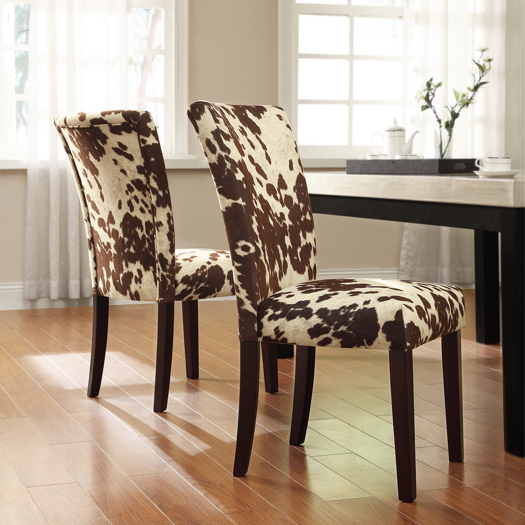 Cowhide Parsons Dining Chairs (Set of 2)
