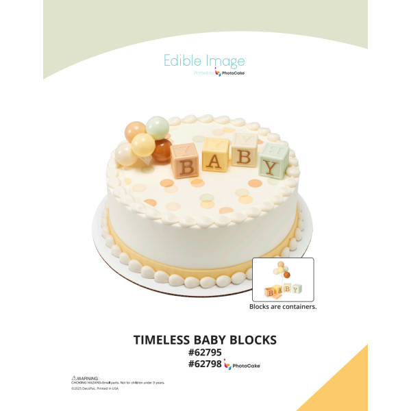 Timeless Baby Blocks The Magic of Cakes® PhotoCake® Enhanced Round Background Page