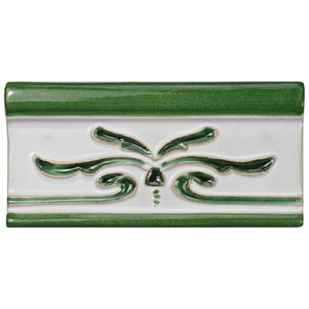 Novecento Cenefa Evoli Verdin 2-5/8 in. x 5-1/8 in. Ceramic Wall Trim