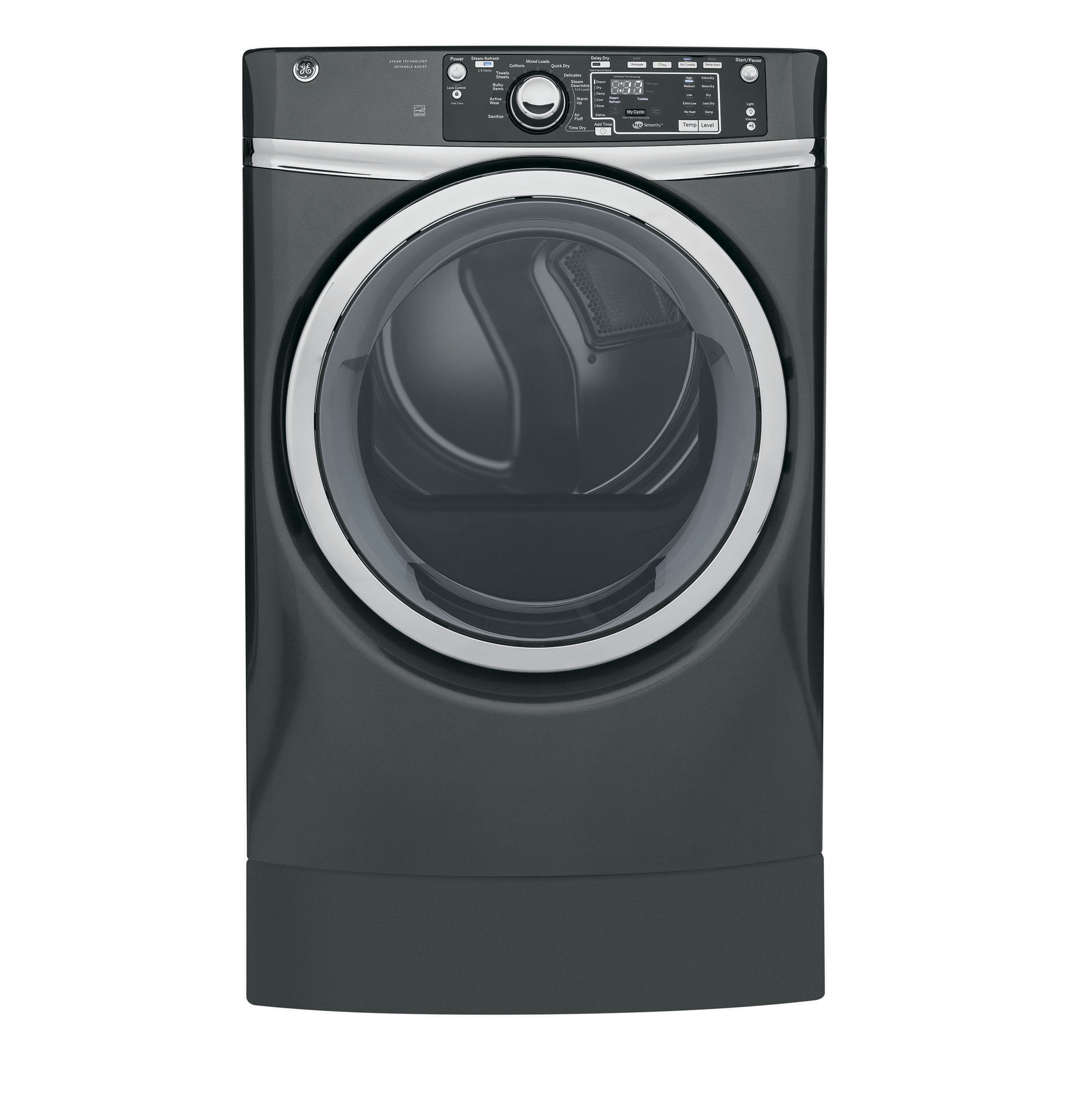 GE® 8.3 cu. ft. Capacity RightHeight™ Front Load Electric ENERGY STAR® Dryer with Steam