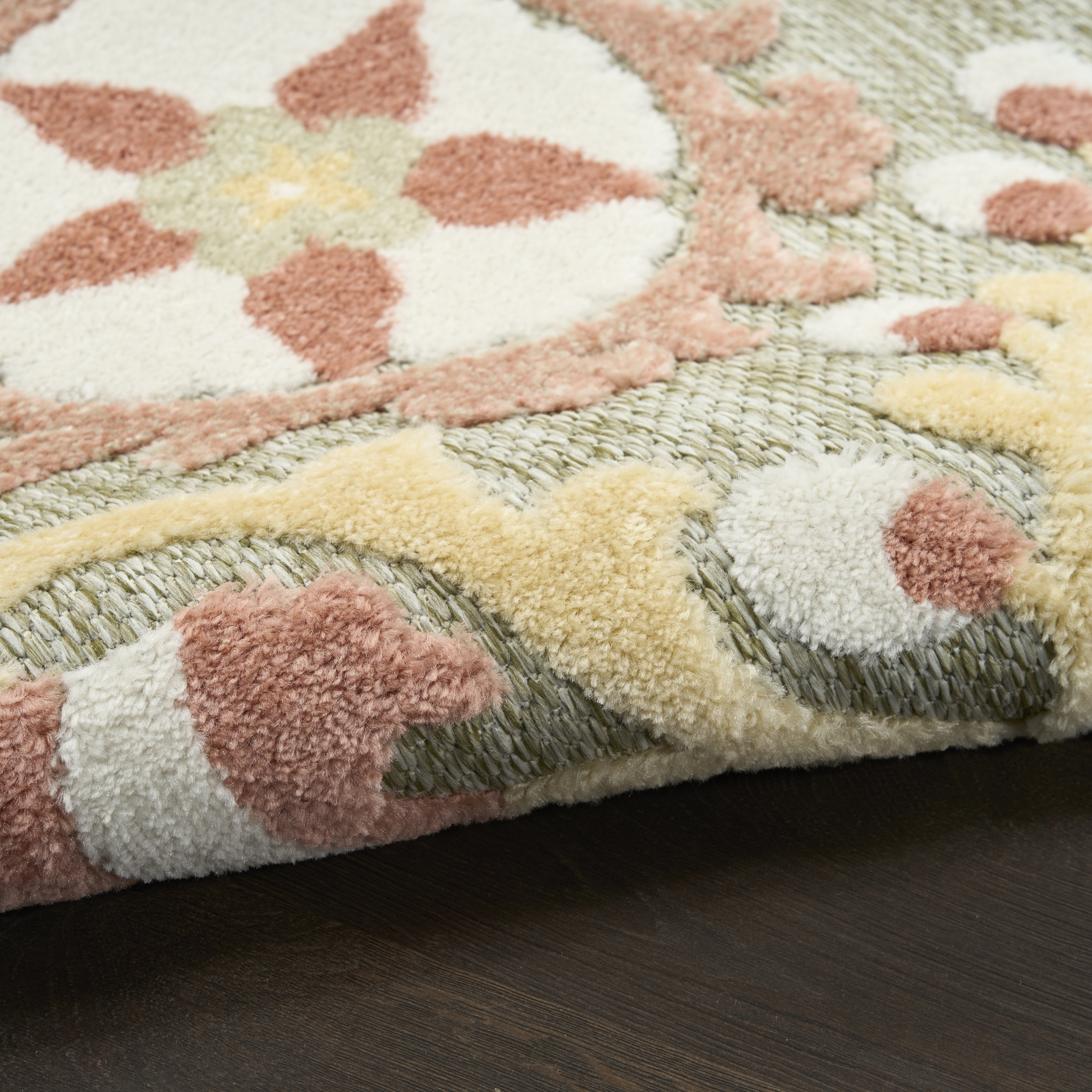 Nourison Aloha 3'6" x 5'6" Sage Rose Farmhouse Rug