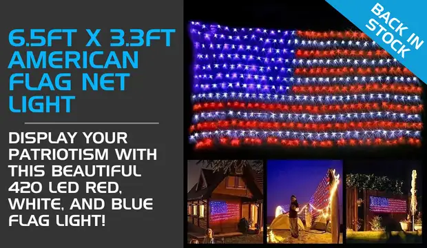 6.5ft x 3.3ft American Flag Net Light