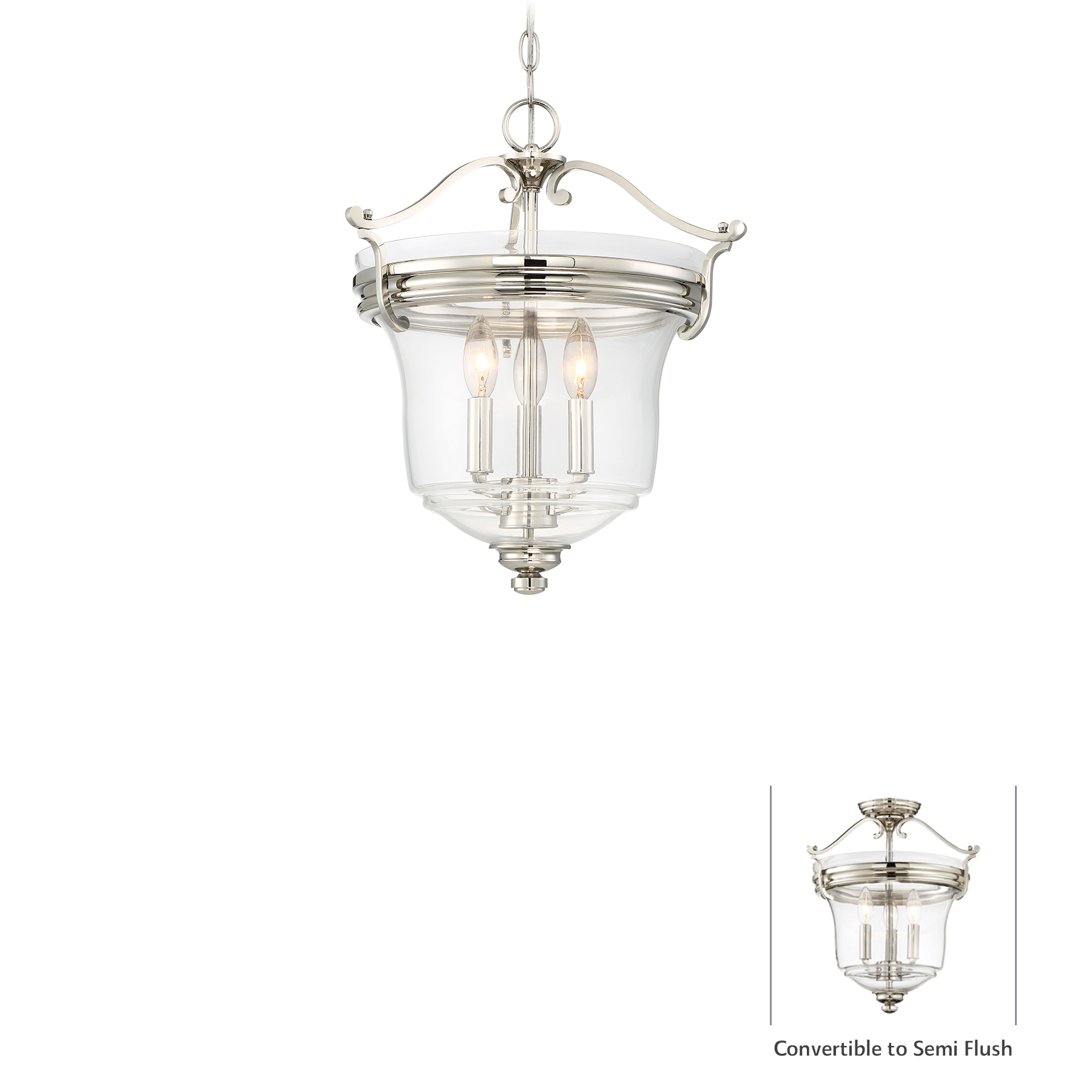 Audrey's Point - 3 Light Pendant (Convertible to Semi Flush)