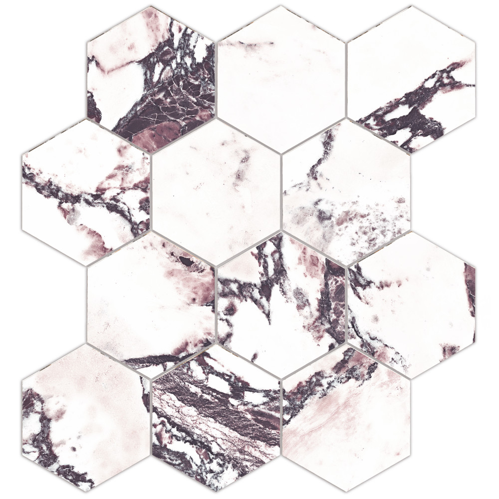 Touche 4″ Hex Rubis 11-3/4 in. x 13-5/8 in. Porcelain Mosaic Tile